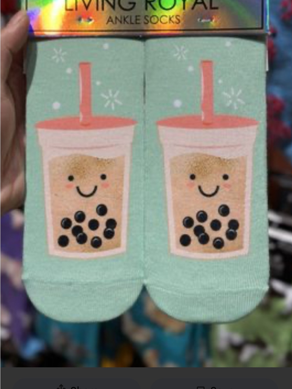 Kids Ankle Socks - Mint Bubble Tea Design